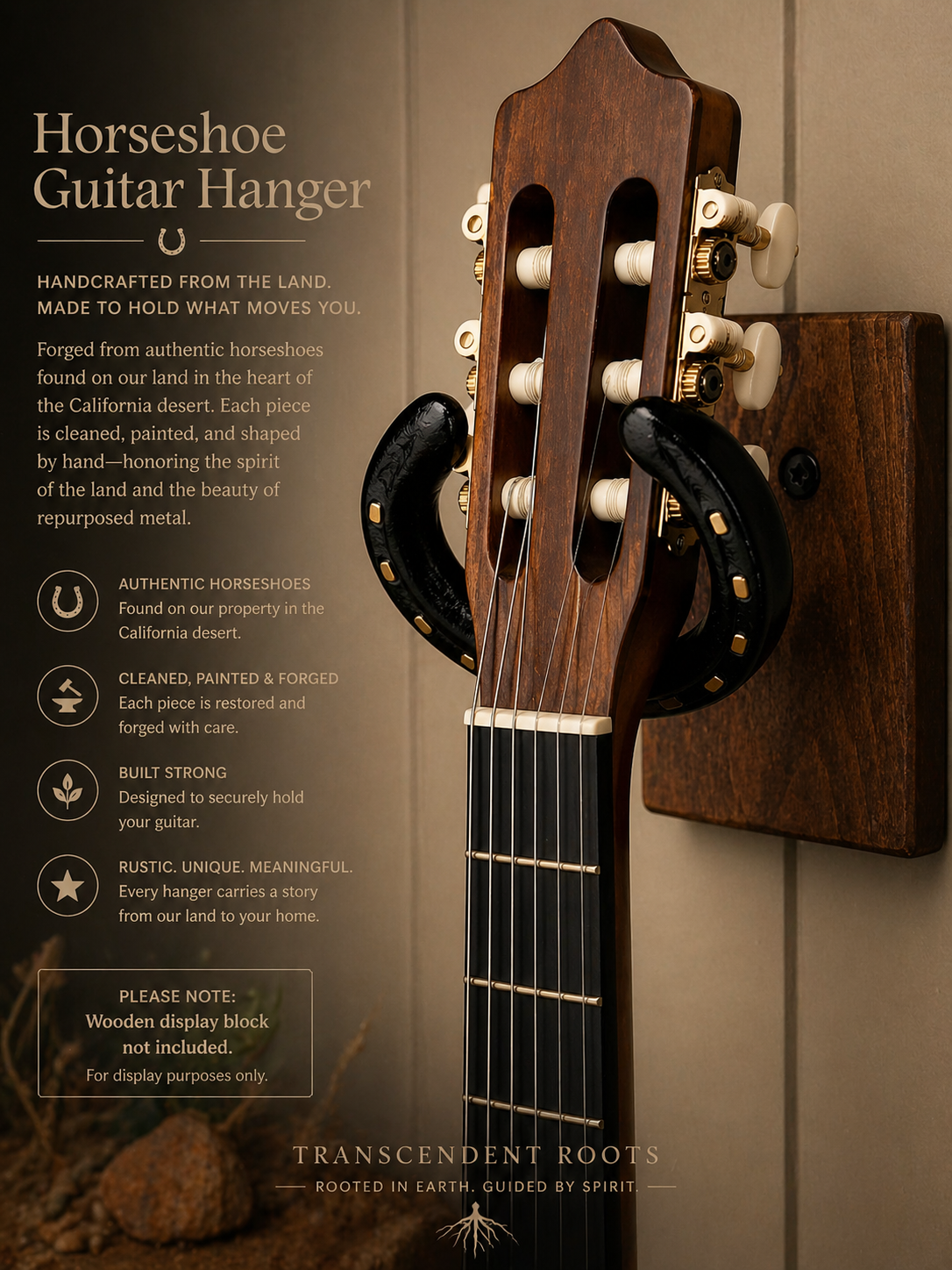 Horseshoe Guitar Wall Hanger – Hand Forged Desert Steel